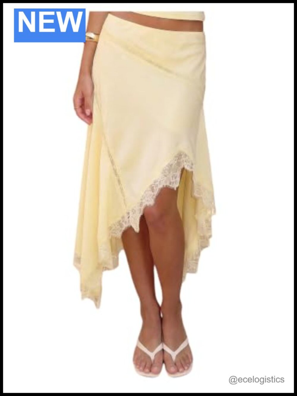 Women's Lace Asymmetrical Midi Skirt A-Line Handkerchief Hem Summer